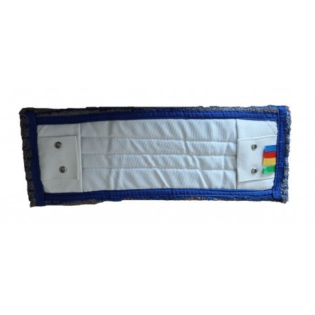 FRANGE MICROFIBRE GRATTANTE GRISE ET BLEUE A LANGUETTES & POCHES 40CM