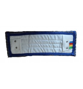 FRANGE MICROFIBRE GRATTANTE GRISE ET BLEUE A LANGUETTES & POCHES 40CM