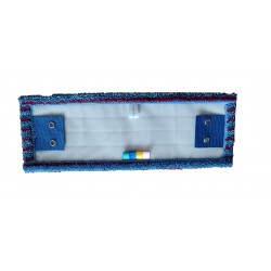 FRANGE MICROFIBRE GRATTANTE BLEUE A LANGUETTES & POCHES 40CM