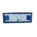 FRANGE MICROFIBRE GRATTANTE BLEUE A LANGUETTES & POCHES 40CM