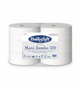 PAPIER TOILETTE MAXI JUMBO 320M EN PURE OUATE BLANCHE 2 PLIS x6 Ecolabel