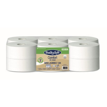 PAPIER TOILETTE MINI JUMBO 120M OUATE BLANCHE 2 PLIS X12