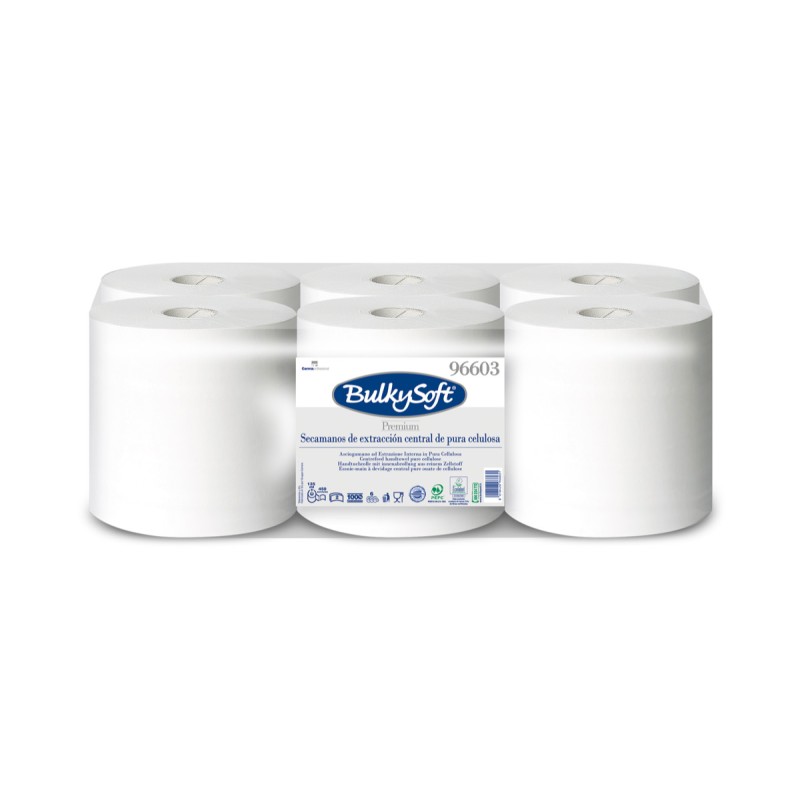 BOBINE DEVIDAGE CENTRAL 450F PURE OUATE BLANCHE 19x30 2 PLIS ECOLABEL X6 BOBINE DEVIDAGE CENTRAL 450F PURE OUATE BLANCHE 19x30 2 PLIS ECOLABEL X6