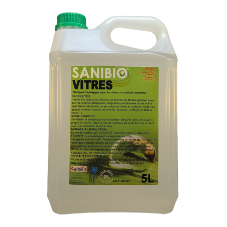 Nettoyant écologique pour les vitres et les écrans ecodétergent Ecocert en 5 litres