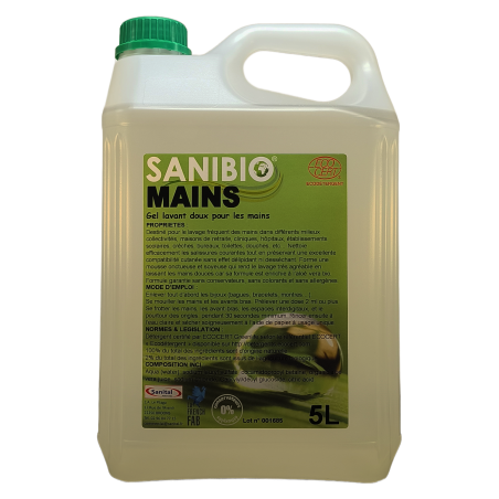Gel lavant doux pour les mains enrichi à l' aloé vera bio bidon de 5 litres