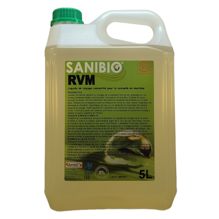 Liquide de rinçage concentré pour la vaisselle en machine ecodétergent Ecocert en bidon de 5 litres