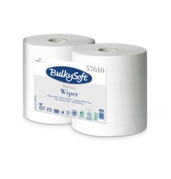 Bobine industrielle pure ouate blanche 1000 formats 2 plis lote de 2 Ecolabel