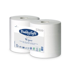 Bobine industrielle pure ouate blanche 1000 formats 2 plis lote de 2 Ecolabel