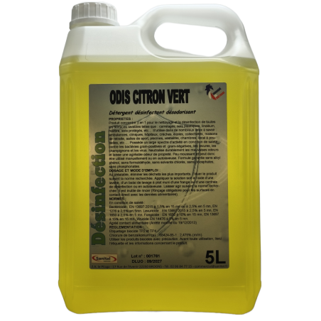 Détergent désinfectant désodorisant 3 en 1 parfumé au citron vert en bidon de 5L