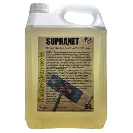 Détergent dégraissant concentré multi-surfaces parfum citron vert en bidon de 5L