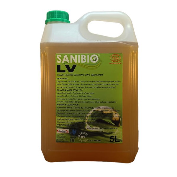 Liquide vaisselle concentré ultra dégraissant Ecodétergent Ecocert 5L