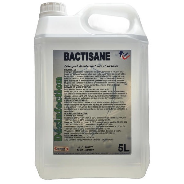 Détergent désinfectant concentre bactéricide et levuricide 5L