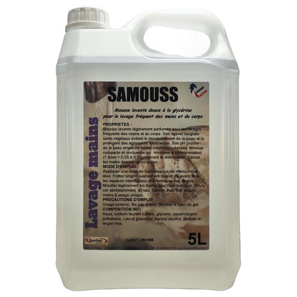 Mousse lavante douce enrichie à la glycérine en bidon de 5L