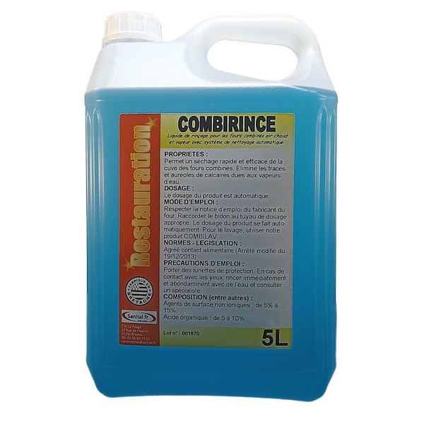 Liquide de rinçage pour les fours combinés air chaud et vapeur avec système de nettoyage automatique intégré en bidon de 5L