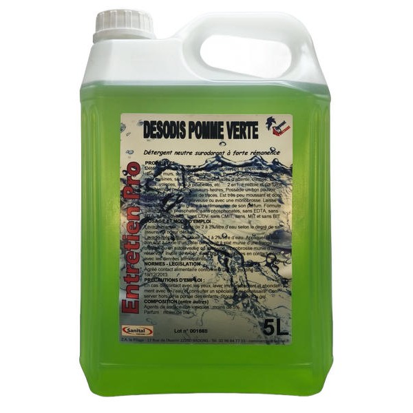 Détergent neutre surodorant à forte rémanence parfum pomme verte en 5 litres