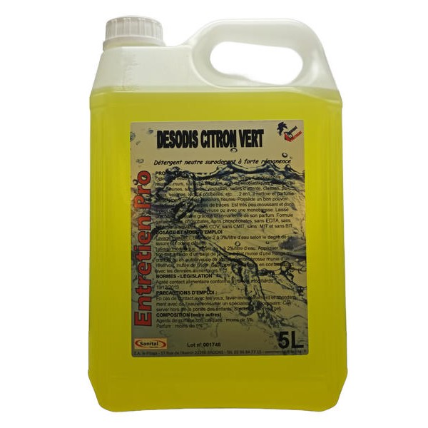 Détergent neutre surodorant à forte rémanence parfum citron vert en 5 litres
