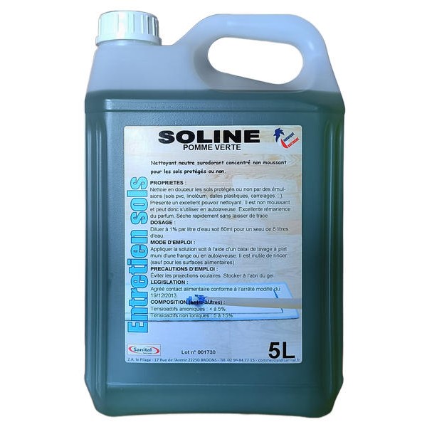 Nettoyant neutre concentré surodorant non moussant parfum pomme verte en bidon de 5 litres