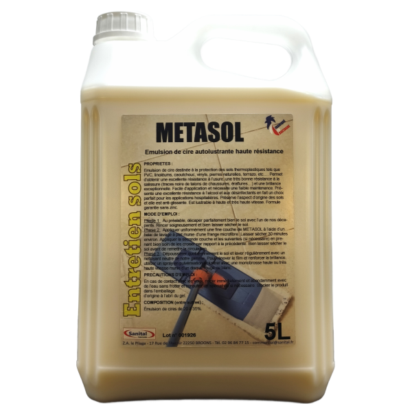 Emulsion de cire autolustrante haute résistance en bidon de 5L