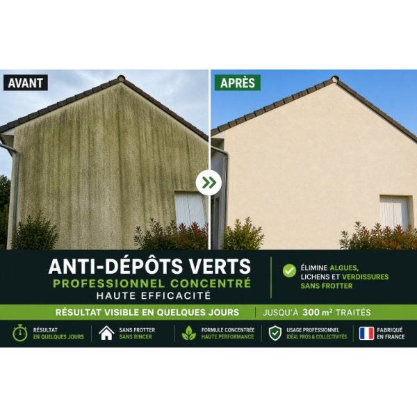 Traitement façade maison avec Algiva avant/après