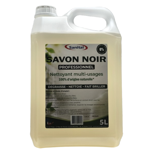 Savon noir professionnel 100% d'origine naturelle en bidon de 5L