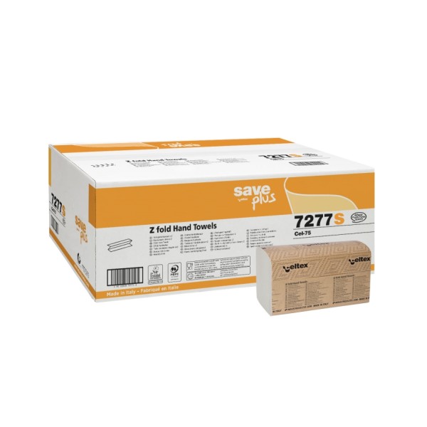 Essuie-mains pliés en Z de 20,5x24 cm de 2 plis en ouate blanche recyclée.