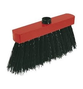 BALAI MIQUET PIASSAVA NOIR 3 RANGS BOIS LAQUE ROUGE 18CM