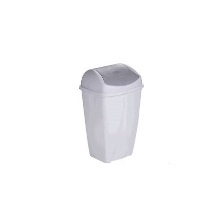 POUBELLE PLASTIQUE BLANCHE A COUVERCLE BASCULANT 10L