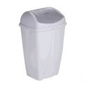 POUBELLE PLASTIQUE BLANCHE A COUVERCLE BASCULANT 10L