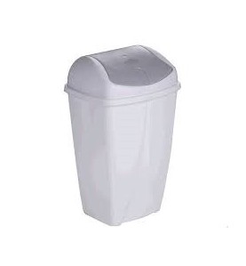 POUBELLE PLASTIQUE COUV. BASCULANT BLANC 10L