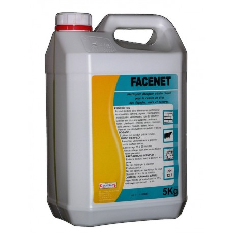 Décapant alcalin chloré puissant pour le traitement des sols, façades, murs, toits, terrasses, pierres.