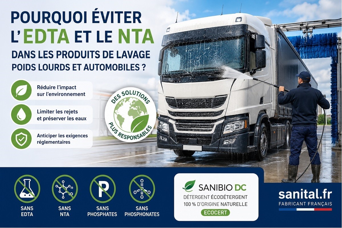 Pourquoi éviter l’EDTA et le NTA dans les produits de lavage poids lourds et automobiles ?