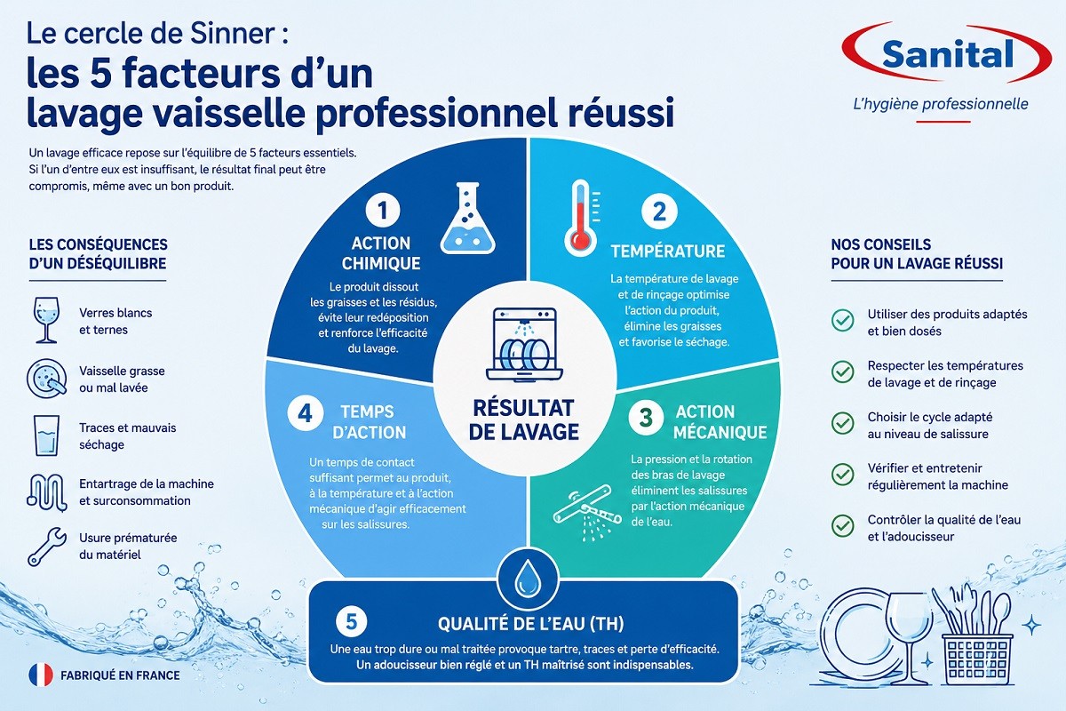 Le cercle de Sinner : les 5 facteurs d'un lavage vaisselle réussi
